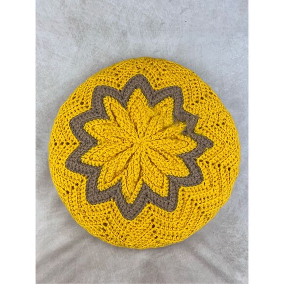 Vintage Mod Afghan Crochet Pillow 1970s - Picture 3 of 5